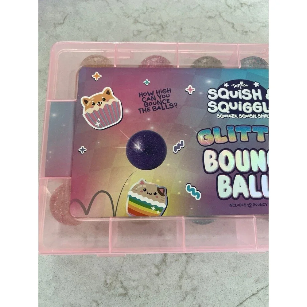 Toy Mania Glitter Squish & Squiggle Bouncy Balls 12-Pack